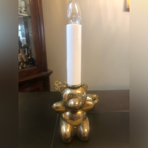 Solid brass small bear lamp/nightlight with shade. Late 70s/early 80s - Picture 2 of 4